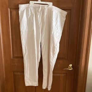 American Eagle Outfitters White Drawstring Track Joggers